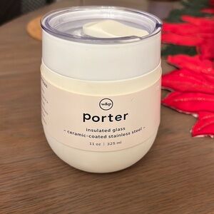 W&P PORTER White Insulated glass Ceramic coated stainless steel 11 oz. NEW